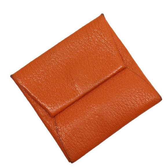 Hermes HERMES Wallet/Coin Case Bastia Chevre Mysore Orange Men's Women's t19195a - Picture 1 of 5